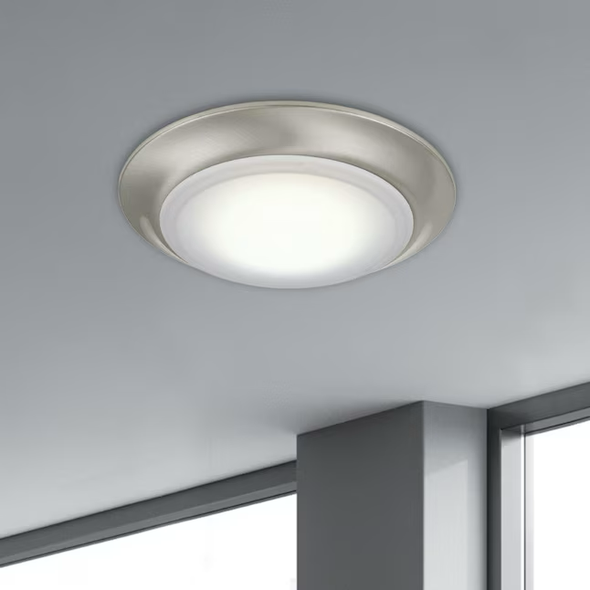 Project Source 1-Light 7.4-in Brushed Nickel LED Flush Mount Light (2-Pack)