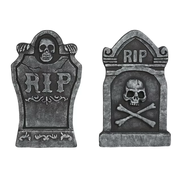 Lápida decorativa para jardín con forma de calavera de Haunted Living de 1,5 pies (paquete de 2)