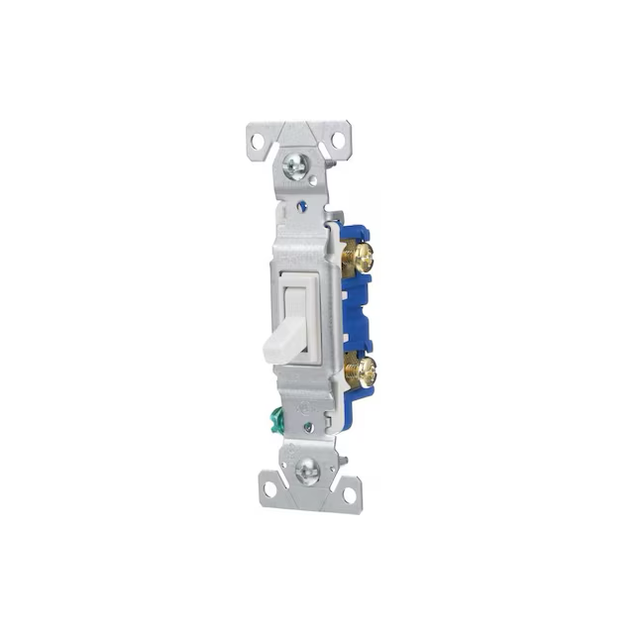 Eaton 15-Amp Single-Pole Toggle Light Switch, White