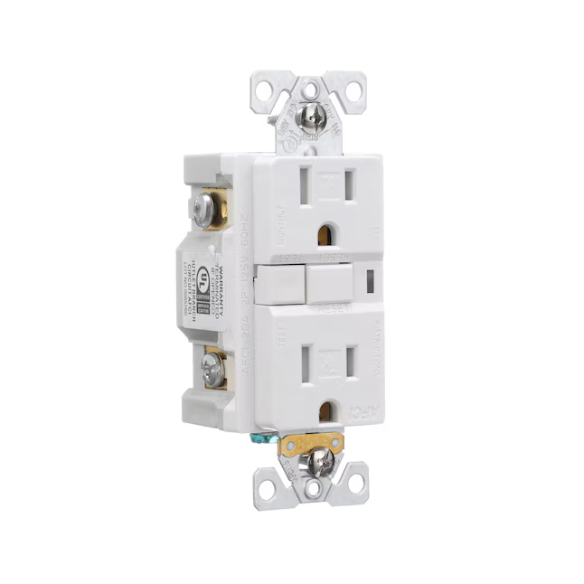 Eaton 15-Amp 125-volt Tamper Resistant AFCI Residential/Commercial Decorator Outlet, White