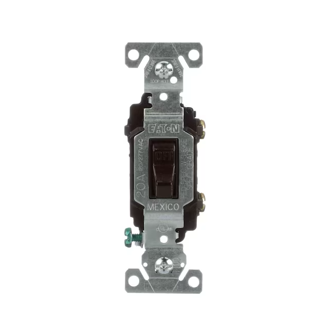 Eaton 20-Amp Single-Pole Toggle Light Switch, Brown