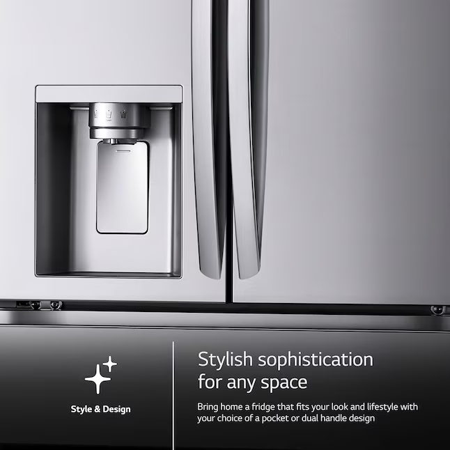 LG Standard Depth MAX 28,6 Kubikfuß 4-türiger Smart French Door Kühlschrank mit doppelter Eismaschine, Wasser- und Eisspender (fingerabdruckresistent) ENERGY STAR