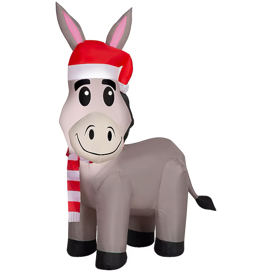 Holiday Living 4-ft LED Donkey with Santa Hat Christmas Inflatable