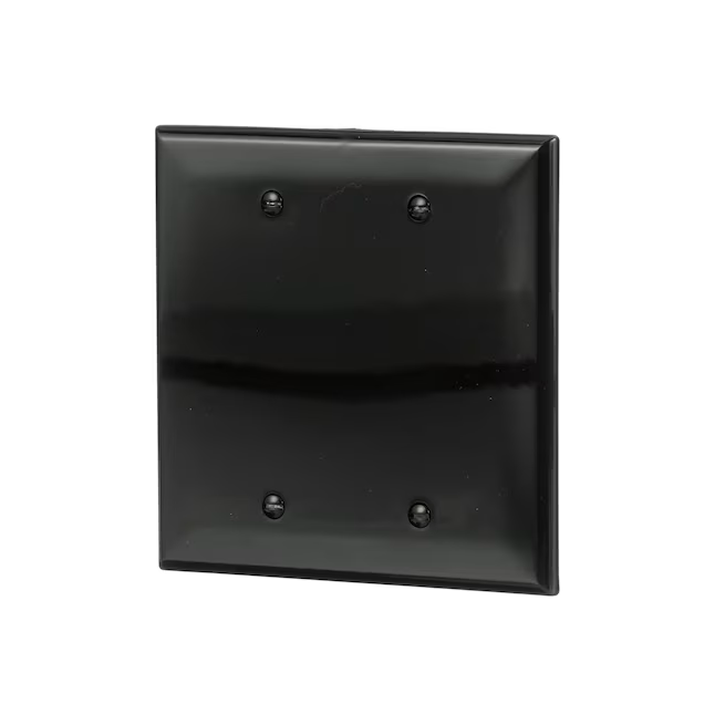 Eaton 2-Gang Midsize Black Polycarbonate Indoor Blank Wall Plate