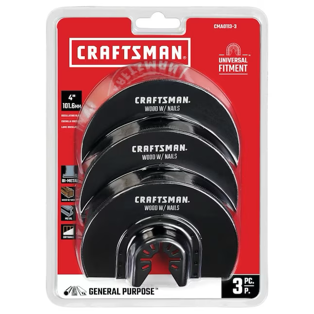 CRAFTSMAN Paquete de 3 hojas para herramientas oscilantes bimetálicas