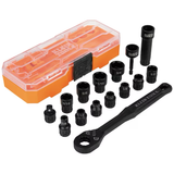 Klein Tools Impact Rated Pass Through 15-Piece Standard (SAE) 3/8-in Drive 6-point Set Deep Socket Set