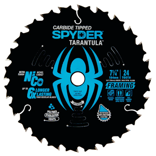 Spyder Framing 7-1/4-in 24-Tooth Rough Finish Tungsten Carbide-tipped Steel Circular Saw Blade