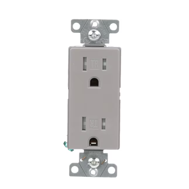 Eaton Arrow Hart 15 Ampere 125 Volt manipulationssichere Dekorateursteckdose für Wohn- und Gewerberäume, grau