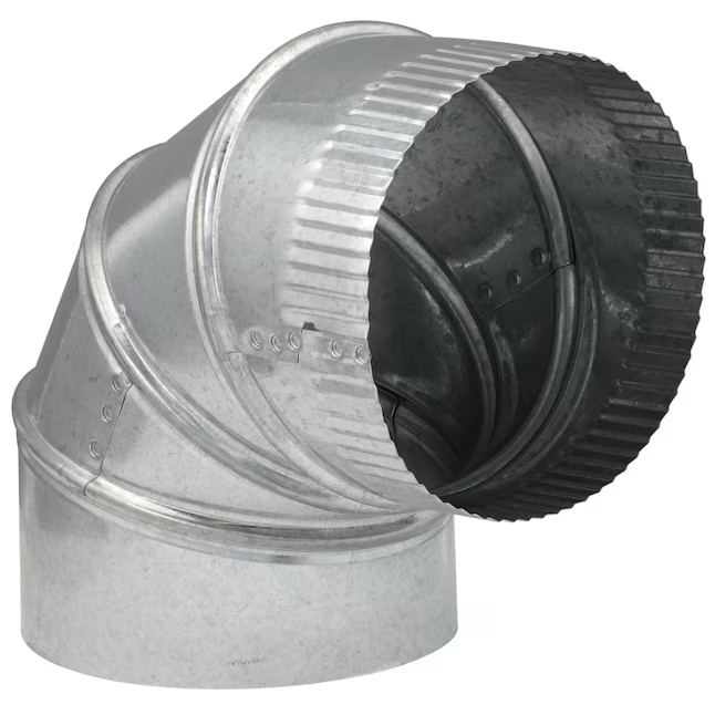 Codo de conducto ajustable de 90 grados redondo de acero galvanizado calibre 30 de 6 pulgadas IMPERIAL