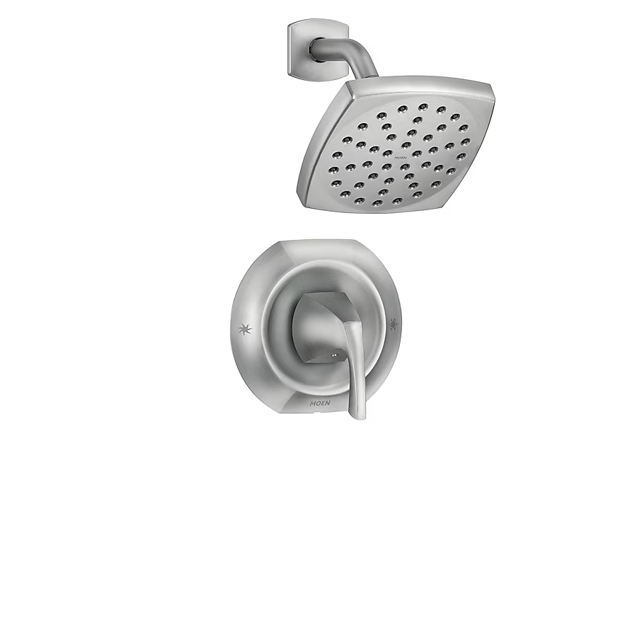 Moen Lindor Spot Resist Brushed Nickel 1-handle Single Function Square Shower Faucet Valve Included