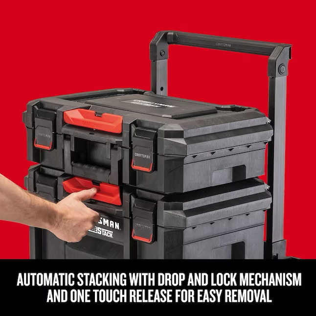 CRAFTSMAN TRADESTACK System 22-in Black Plastic Wheels Lockable Tool Box