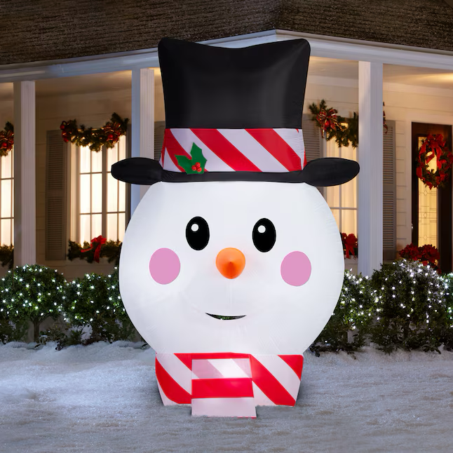 Muñeco de nieve inflable navideño con cabeza de LED de 10 pies de Holiday Living