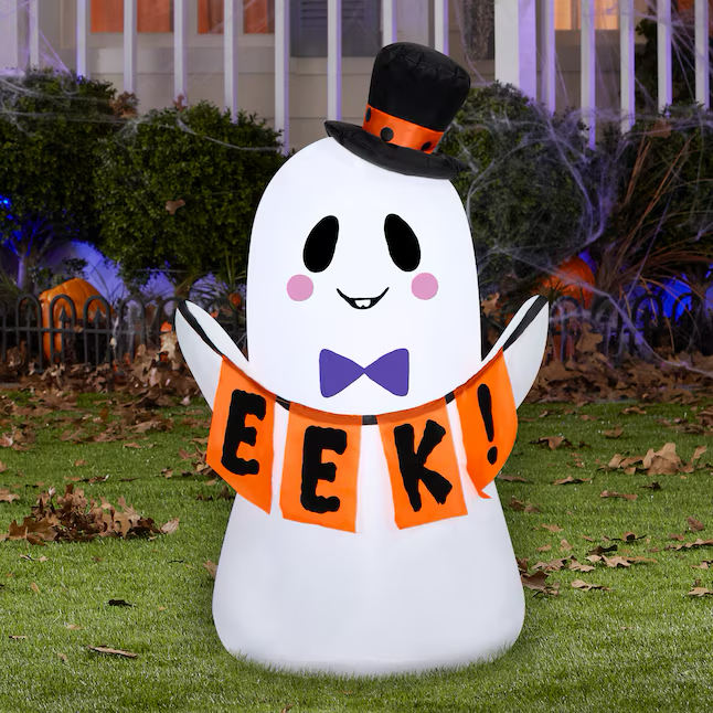 Haunted Living 3-ft LED Ghost with EEK Sign Inflatable