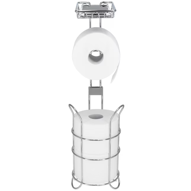 Style Selections Chrome Freestanding Single Post Toilet Paper Holder with Storage