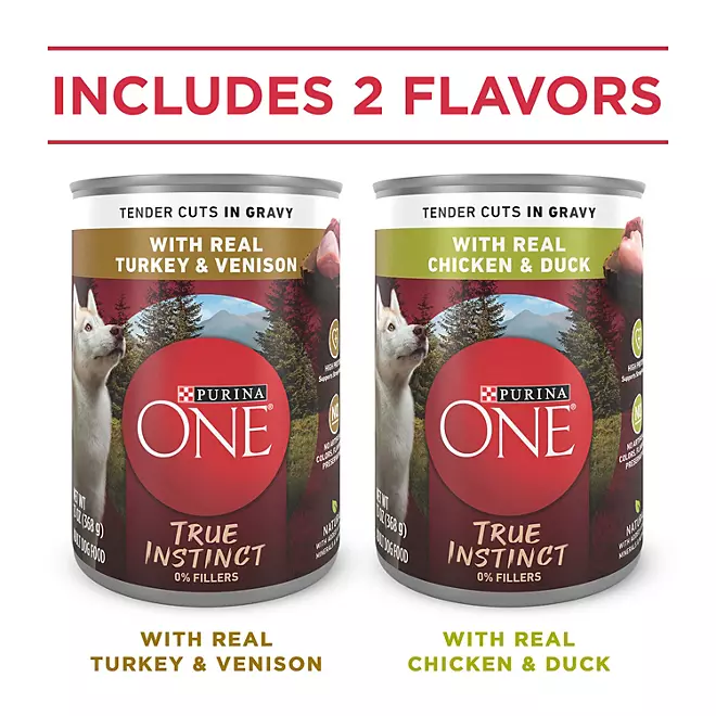 Purina ONE Natural True Instinct Nassfutter für Hunde, gemischte Packung, 13 oz., 24 Stk.