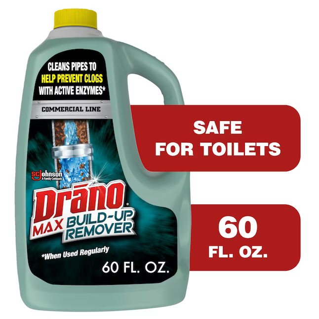 Drano Max Build-Up Remover Línea comercial Limpiador de desagües de 60 onzas líquidas