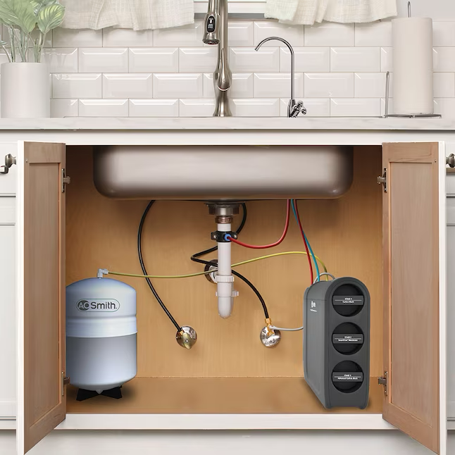 AO Smith Hocheffizientes Umkehrosmose-Filtrationssystem mit SmartFlow-Technologie für mechanische Filtration