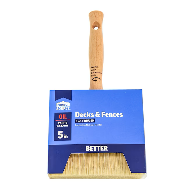 Project Source Better Oil Paints and Stains for Decks and Fences 5-in Reusable Natural Bristle- Polyester Blend Flat Paint Brush (Block Brush)