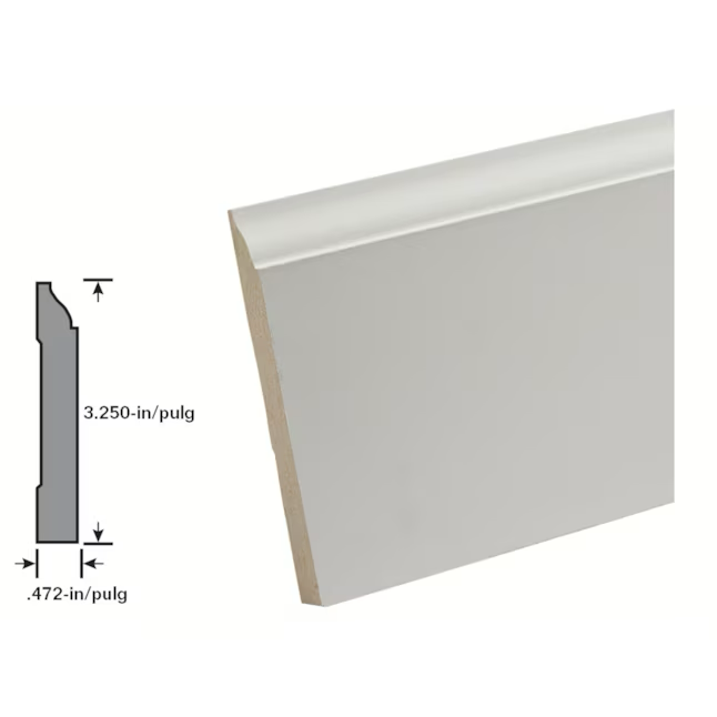 RELIABILT 15/32-in x 3-1/4-in x 8-ft Colonial Painted MDF 623 Baseboard Moulding