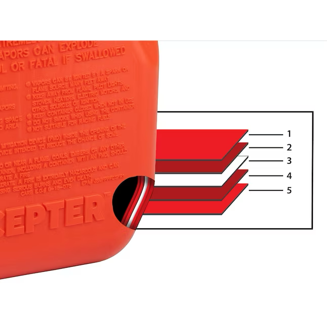 Scepter USA 1-Gallonen-Benzinkanister aus rotem Kunststoff mit selbstentlüftendem Ausguss, CSA-Sicherheitsliste, EPA-konform