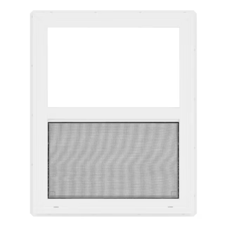 Project Source 20000S Series New Construction 23-1/2-in x 29-1/2-in x 3-in Jamb White Vinyl Single-glazed Single Hung Window Half Screen Included