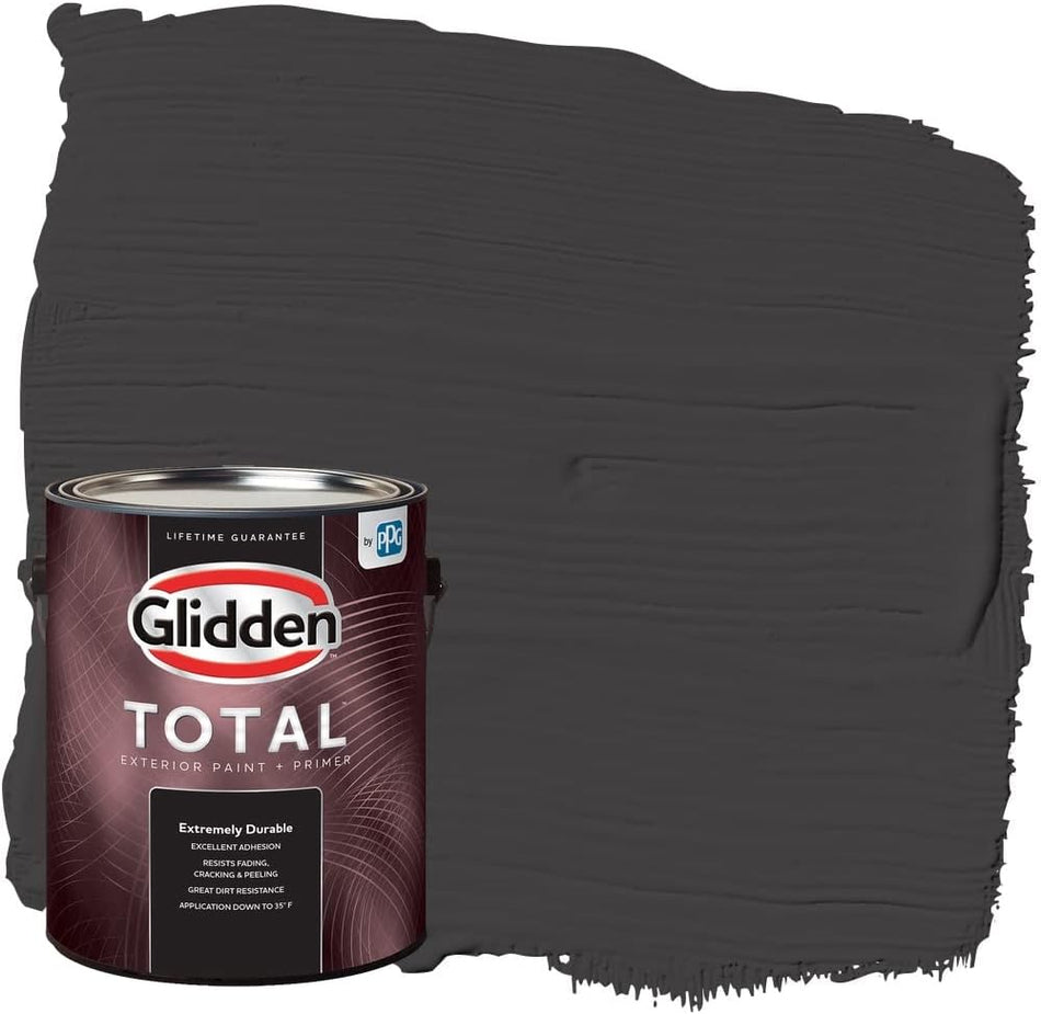 Glidden Total Exterior Paint &amp; Primer Semi-Gloss, Black Magic