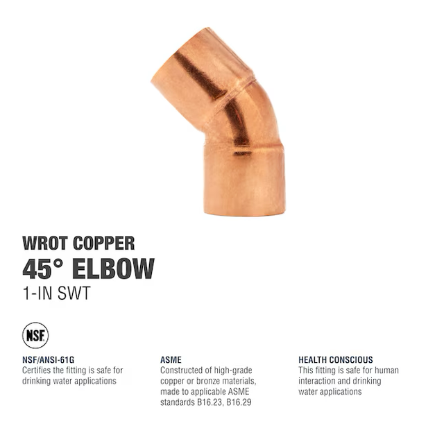 Streamline 1-in 45-Degree Copper Elbow