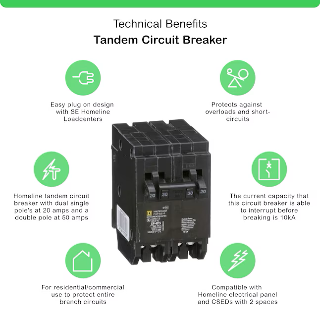 Square D Homeline 20-amp/50-amp 2-Pole Quad Circuit Breaker