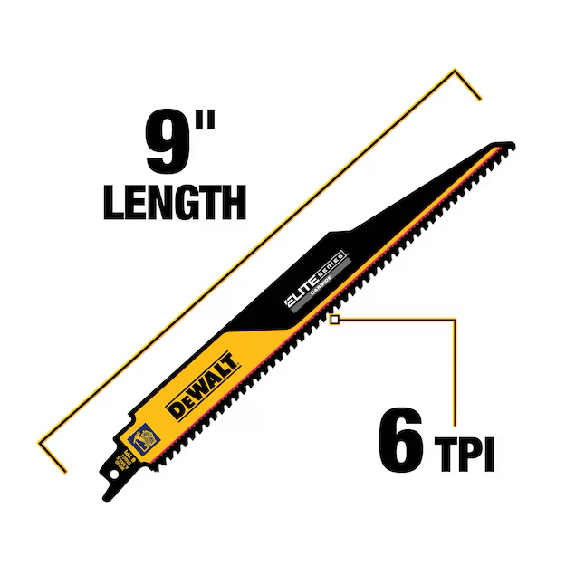 Hoja de sierra alternativa de demolición DEWALT Elite de 9 pulgadas y 6 Tpi