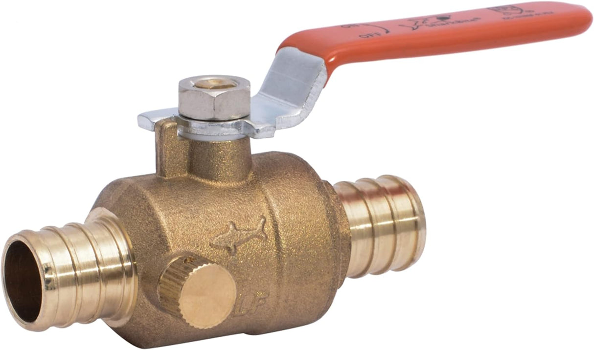 SharkBite 3/4 in. Brass Crimp Ball Valve with Drain / Vent