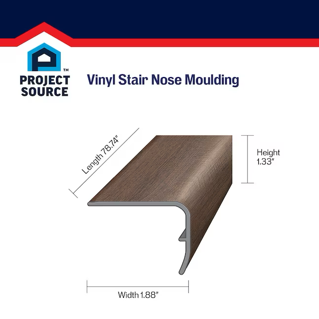 Project Source 1.88-in x 78.7-in Faded Finished Vinyl Stair Nosing