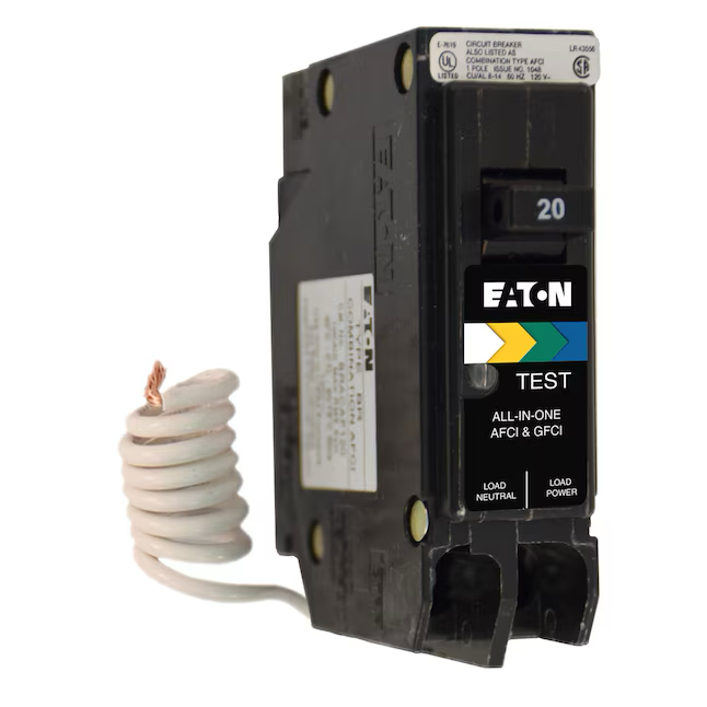 Eaton Type BR 20-Amp 1-Pole Dual Function AFCI/GFCI Circuit Breaker