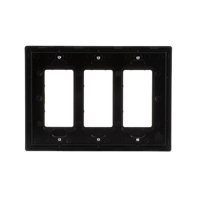 Eaton 3-Gang Midsize Black Polycarbonate Indoor Decorator Wall Plate