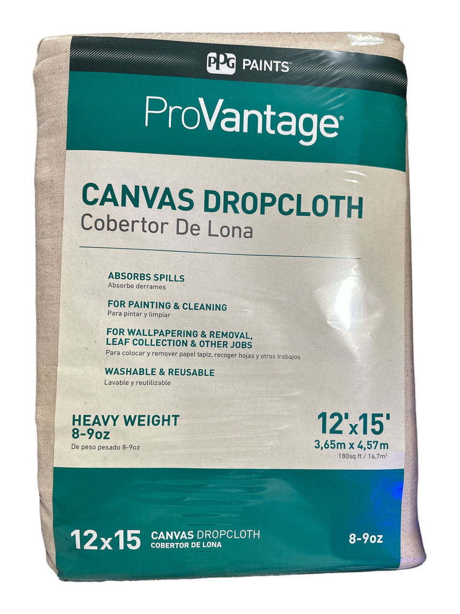 PPG ProVantage Canvas Drop Cloth 12-Ft x 15-Ft (Midweight, 8oz)