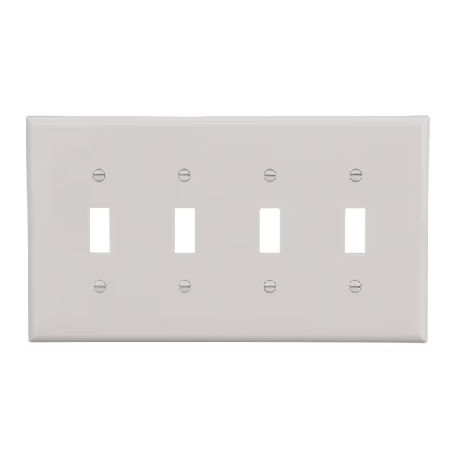 Eaton 4-Gang Midsize White Polycarbonate Indoor Toggle Wall Plate