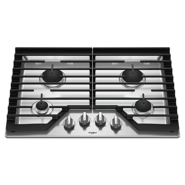 Whirlpool 30-in 4 Burners Stainless Steel Gas Cooktop