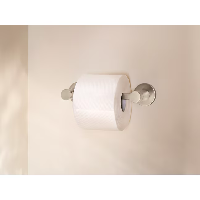 Juego de accesorios decorativos para baño de níquel cepillado Avri de 3 piezas de Moen con toallero, soporte para papel higiénico y aro para toallas