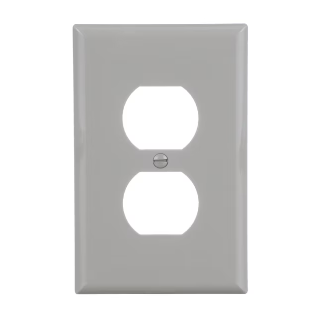 Eaton 1-Gang Midsize Gray Polycarbonate Indoor Duplex Wall Plate