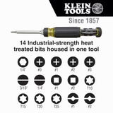 Klein Tools 15-Piece Bi-material Handle Ratcheting Assorted Multi-bit Screwdriver