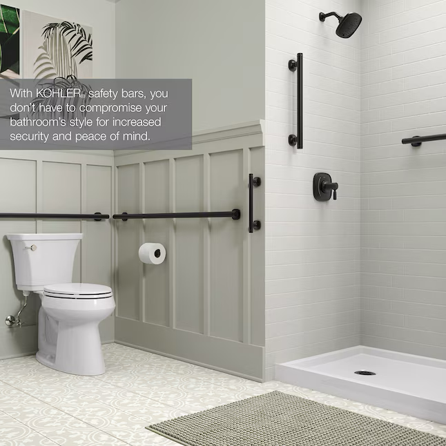 KOHLER Ealing 9-in Matte Black Wall Mount Grab Bar (300-lb Weight Capacity)