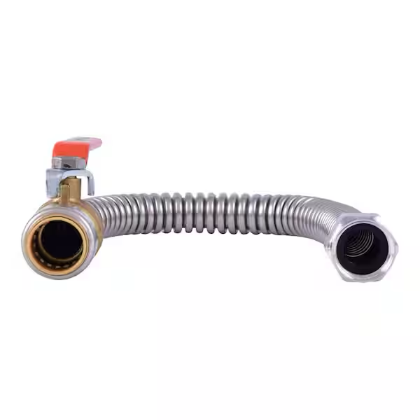 SharkBite Max Brass 3/4 in. FIP x 3/4 in. Push-Fit Ball Valve Corrugated Water Heater Connector (18" Length)