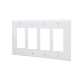 Eaton 4-Gang Midsize White Polycarbonate Indoor Decorator Wall Plate