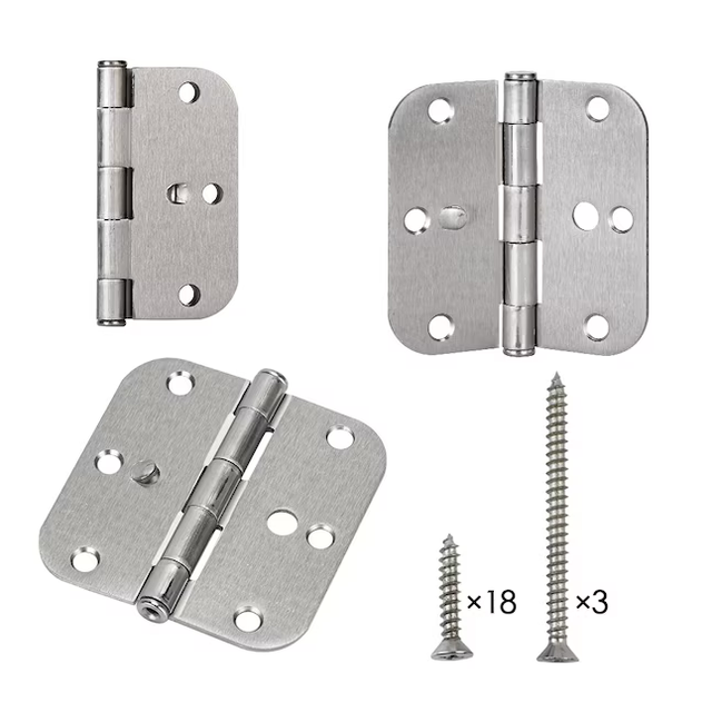 Bisagra de seguridad para puerta interior RELIABILT de níquel satinado de 3-1/2 pulg. de alto x 5/8 pulg. de radio (paquete de 3)