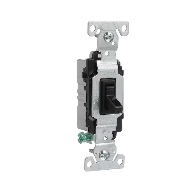 Eaton 15-Amp Single-Pole Toggle Light Switch, Black