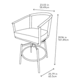 Allen + Roth Sedgebrook - Juego de 4 sillas giratorias de mimbre con estructura de acero, color gris carbón y asiento acolchado en color blanquecino