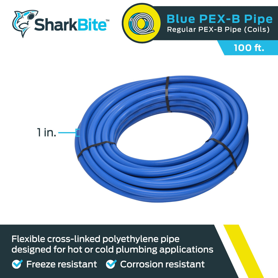 SharkBite 1 in. Blue Pex-B Tubing - 100 ft. Coil