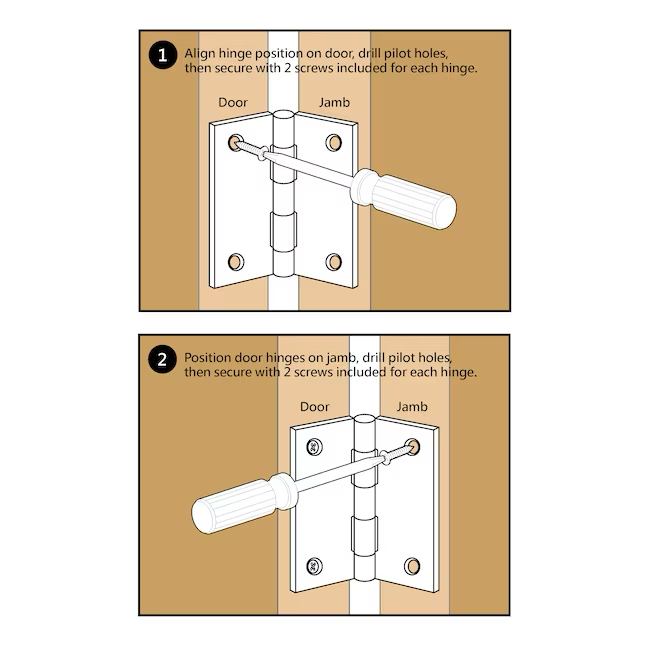 Bisagra para puerta interior/exterior embutida dorada de 2 in de alto RELIABILT (paquete de 2)