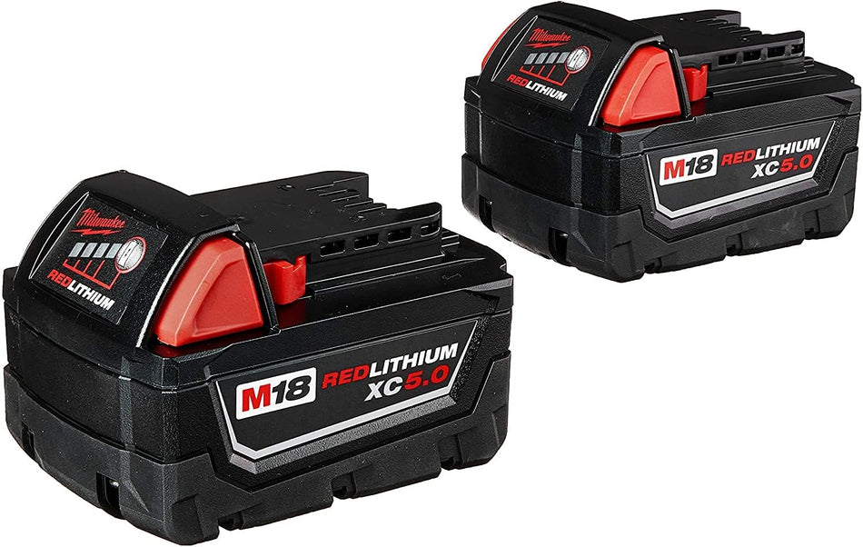 Milwaukee M18 REDLITHIUM XC 5 Ah Lithium-Ionen-Akku mit erweiterter Kapazität (2er-Pack) 