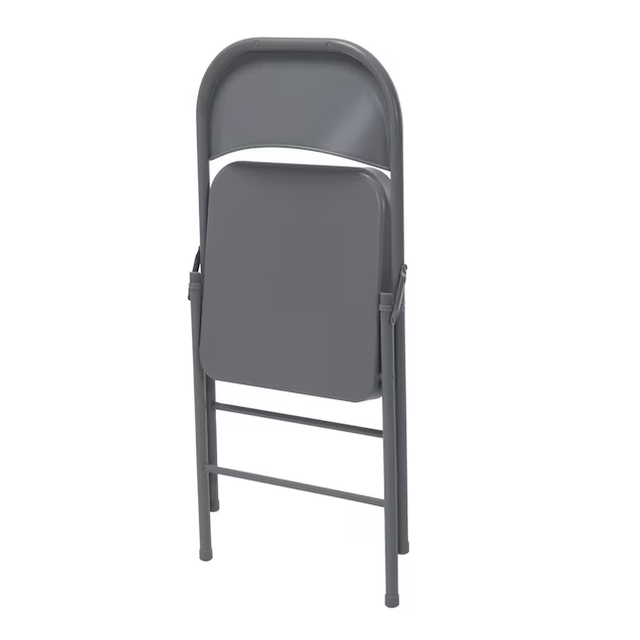 Cosco Gray Standard Folding Chair with Solid Seat (Indoor or Outdoor)