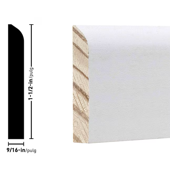 RELIABILT 5/16-in x 1-1/2-in x 8-ft Modern Primed Pine 3402 Baseboard Moulding